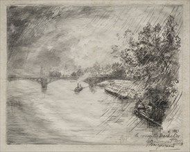 View of the Bridge of Saint-Pères, 1877. Félix Bracquemond (French, 1833-1914). Etching; sheet: 24