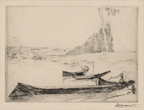 Small ferry-boats on the banks oft he Seine, c. 1858. Félix Bracquemond (French, 1833-1914).