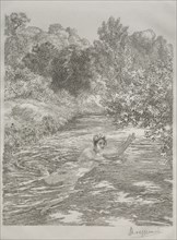 The Bather, c. 1860-70. Félix Bracquemond (French, 1833-1914). Etching; sheet: 47.2 x 32.6 cm (18