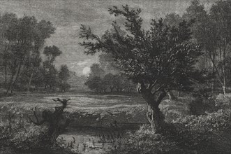Moonrise in the Andilly Valley, 1845. Charles François Daubigny (French, 1817-1878). Etching,