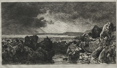 Les roches noires près Trouville. Maxime Lalanne (French, 1827-1886). Etching