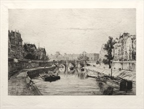 Vue prise du Pont S. Michel. Maxime Lalanne (French, 1827-1886). Etching