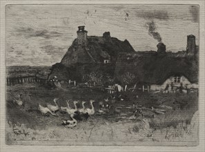 Thatched Cottages, 1878. Félix Hilaire Buhot (French, 1847-1898). Etching, drypoint and aquatint;