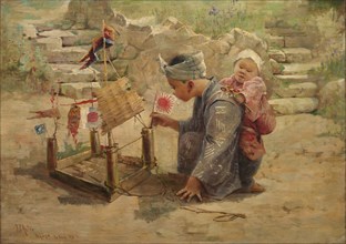 Japanese Boy Building a Man-of-War, 1895. J. C. Arter. Oil on canvas; unframed: 56 x 79 cm (22 1/16