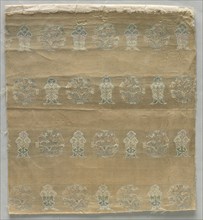 Fragment, 1700s. China, 18th century. Brocaded satin, silk; overall: 34.9 x 32.7 cm (13 3/4 x 12