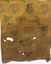 Fragment, 1700s. China, 18th century. Brocaded satin, silk; overall: 26 x 21.5 cm (10 1/4 x 8 7/16