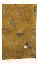 Fragment, 1700s. China, 18th century. Brocaded satin, silk; overall: 22.9 x 14.6 cm (9 x 5 3/4 in.)