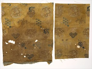 Fragments, 1700s. China, 18th century. Brocaded satin, silk; overall: 26 x 21.5 cm (10 1/4 x 8 7/16