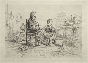 Peeling Potatoes, c. 1880. Jozef Israëls (Dutch, 1824-1911). Etching