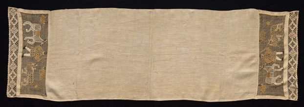 Cloth with Border of Figures of Men and Animals, 18th-19th century. Russia, 18th-19th century.