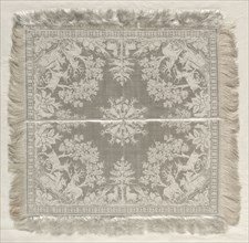 Napkin, 1867. Germany, Dresden, 19th century. Damask: linen; overall: 43.5 x 42 cm (17 1/8 x 16