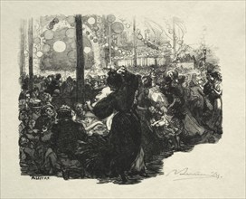 14 Juillet, Rue de Belleville, 10 heures. Auguste Louis Lepère (French, 1849-1918). Wood engraving