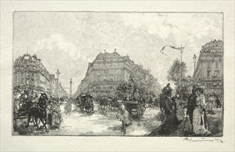 Place de l'Opera, 1890. Auguste Louis Lepère (French, 1849-1918). Wood engraving
