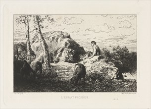 The Prodigal Child. Charles-Émile Jacque (French, 1813-1894). Etching