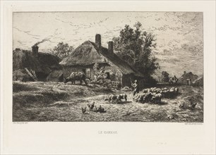 The Hamlet. Charles-Émile Jacque (French, 1813-1894). Etching