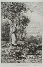La Gardeuse de Dindons. Charles-Émile Jacque (French, 1813-1894). Etching