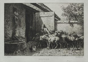 Sheepfold. Charles-Émile Jacque (French, 1813-1894). Etching