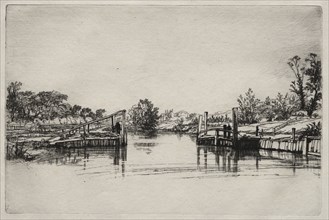 Egham Lock. Francis Seymour Haden (British, 1818-1910). Etching