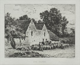 A Farmhouse. Charles-Émile Jacque (French, 1813-1894). Etching