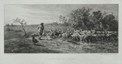 Arriving at the Field. Charles-Émile Jacque (French, 1813-1894). Etching