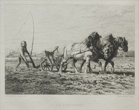 Ploughing. Charles-Émile Jacque (French, 1813-1894). Etching