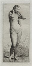 Young woman bathing. Charles-Émile Jacque (French, 1813-1894). Etching