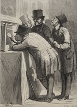 The Auction Room:  The Amateur. Honoré Daumier (French, 1808-1879). Wood engraving
