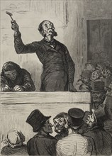The Auction Room:  The Auctioneer. Honoré Daumier (French, 1808-1879). Wood engraving