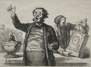The Auction Room:  The Town Crier. Honoré Daumier (French, 1808-1879). Wood engraving