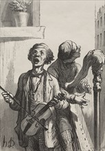 The Singers:  Street Singers. Honoré Daumier (French, 1808-1879). Wood engraving