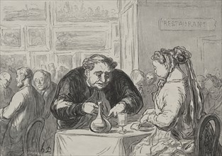Exposition des beaux-arts:  au buffet amour de l'art et de la côtelette. Honoré Daumier (French,