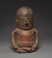 Seated Figure, before 1921. Colombia. Red ware; overall: 23.2 x 15.3 cm (9 1/8 x 6 in.).
