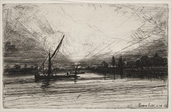 Sunset on the Thames, 1862. Francis Seymour Haden (British, 1818-1910). Etching and drypoint