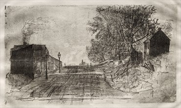 Spring Street, September 1878, 1878. Otto H. Bacher (American, 1856-1909). Etching