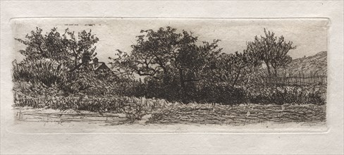 Roofs and Trees, 1879. Otto H. Bacher (American, 1856-1909). Etching