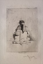 Mendiant accroupi. Mariano Fortuny y Carbó (Spanish, 1838-1874). Etching