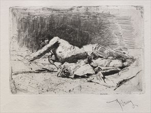 Homme se roulant de terre. Mariano Fortuny y Carbó (Spanish, 1838-1874). Etching