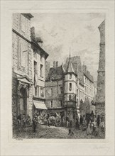 Tourelle en Fontaine Rue d'Ecole de Medicines demolies en 1877. Alfred Alexandre Delauney (French,