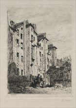Maisons, Rue de Lyonnais. Alfred Alexandre Delauney (French, 1830-1894). Etching