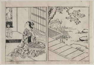 Woman Looking at a Hanging Scroll, c. 1740s. Nishikawa Sukenobu (Japanese, 1671-1754). Color