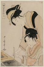 Mother Teaching her Daughter Calligraphy, from the series, Twelve Occupations of Women, c. 1798.