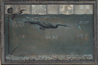 Diving Cormorant, 1900. Otto H. Bacher (American, 1856-1909). Oil on board; unframed: 23 x 33.2 cm