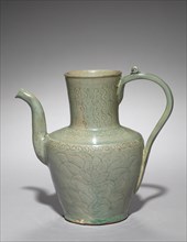 Wine Pot with Incised Lotus Design, 918-1392. Korea, Goryeo period (918-1392). Celadon ware with