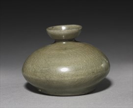 Oil Bottle, 1100s. Korea, Goryeo period (918-1392). Pottery; diameter: 7.9 cm (3 1/8 in.); overall: