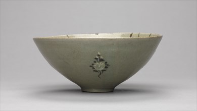 Bowl with Fish and Waves in Relief, 1200s. Korea, Goryeo period (918-1392). Pottery; diameter of