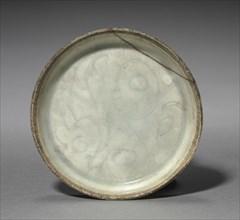 Dish with Incised Scroll Design, 900s-1100s. Korea, Goryeo period (918-1392). Pottery; overall: 1.2