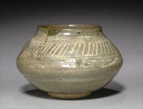 Bowl with Stamped Decoration, 1400s. Korea, early Joseon dynasty (1392-1910). Stoneware with