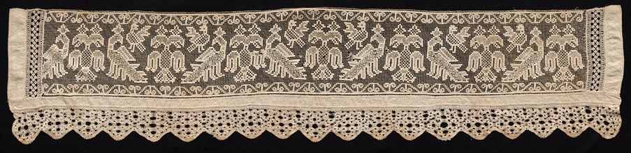 Border with Crowned and Double-Headed Birds, 18th-19th century. Russia, 18th-19th century. Needle