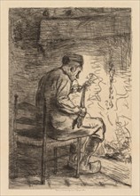 The Smoker. Jozef Israëls (Dutch, 1824-1911). Etching