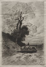 Return of the flock, c. 1870. Theophile Narcisse Chauvel (French, 1831-1909). Etching; sheet: 29.2